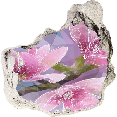 Hole wall sticker Magnolia flowers in a hole in the wall