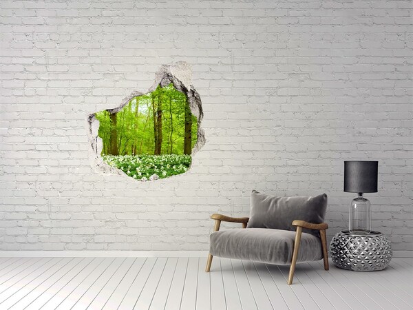 Hole wall sticker Flowers in the forest