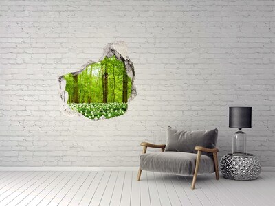 Hole wall sticker A green forest in blooming flowers