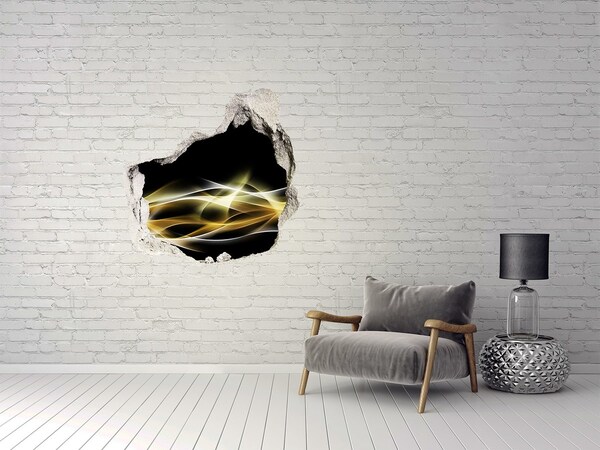 3D wall hole wallpaper The golden crack in the wall