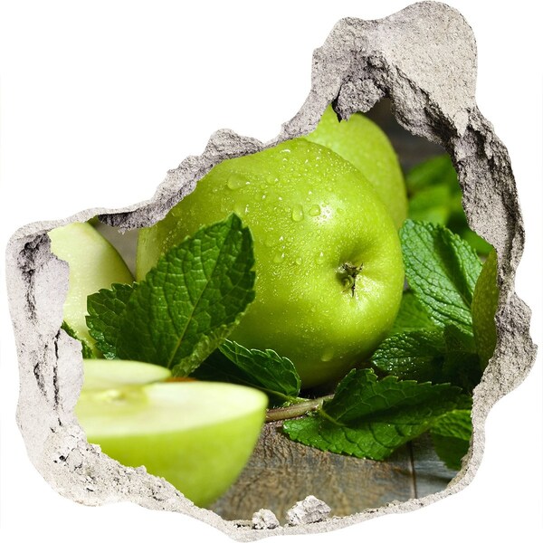 3D wall hole Green apples