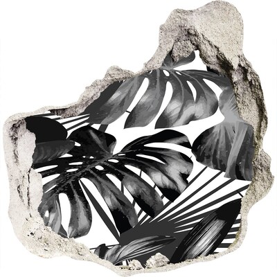 Hole wall sticker Tropical jungle in monochrome