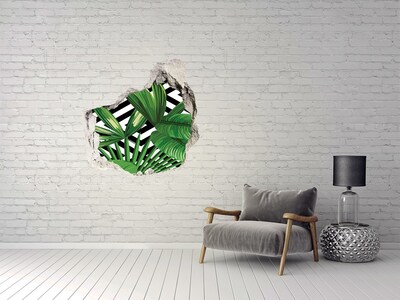 3D wall hole wallpaper Tropical leaves