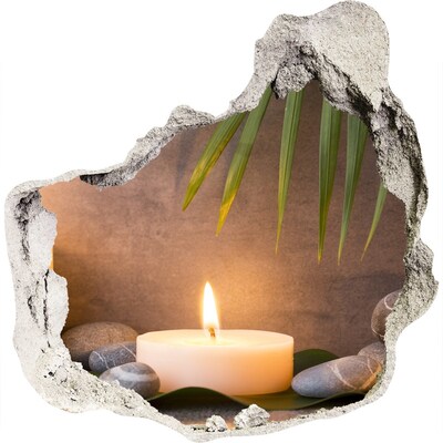 3D wall hole wallpaper Burning candles