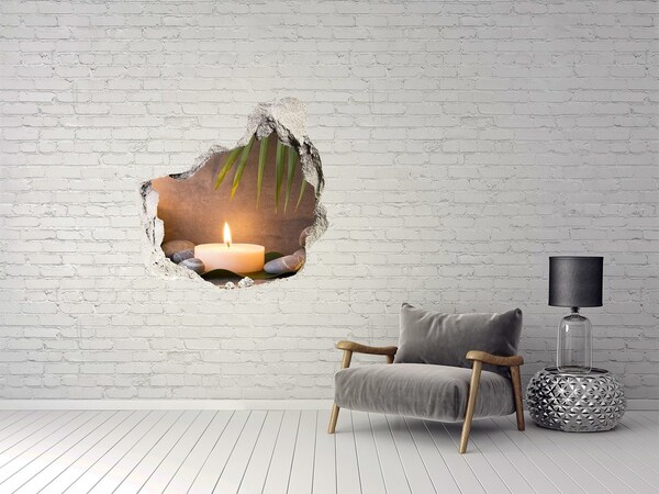 3D wall hole wallpaper Burning candles