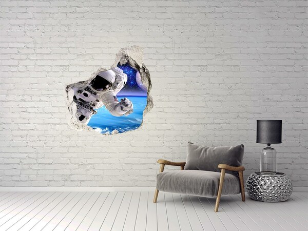 3D wall hole wallpaper Astronaut in space