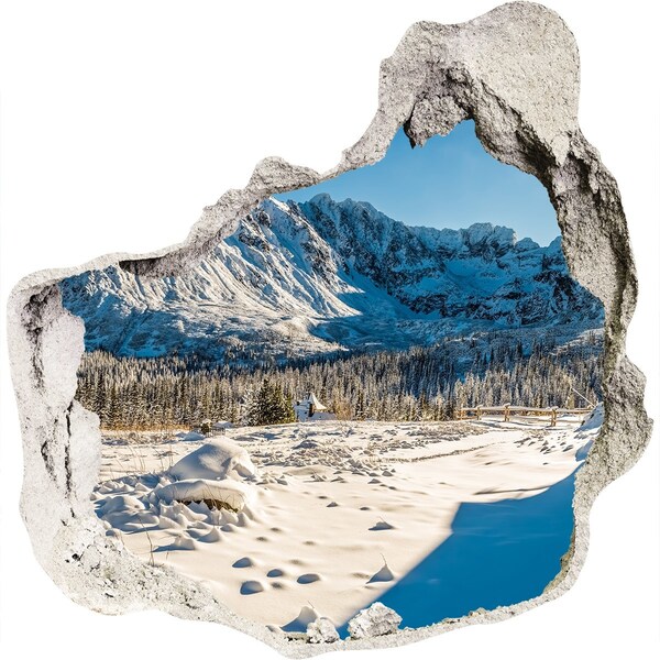 Hole in the wall decal Winter mountain landscape