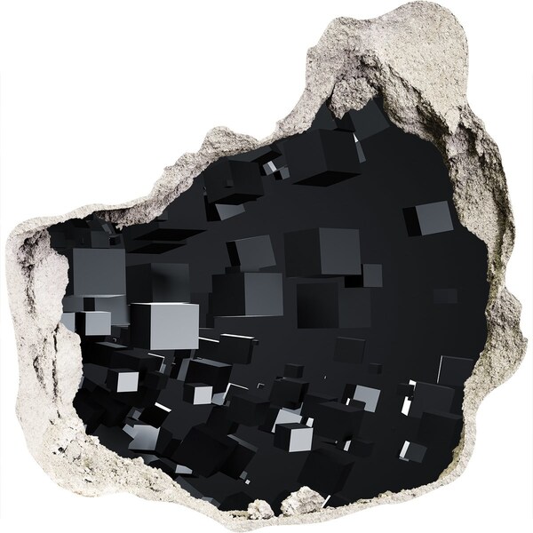 Hole in the wall decal Black cubes in 3D space
