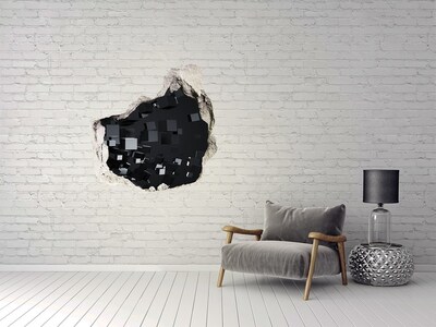 Hole in the wall decal Black cubes in 3D space