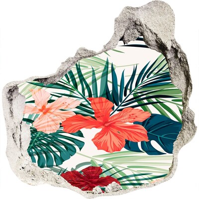 Hole in the wall sticker Tropical flowers