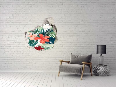 Hole in the wall sticker Tropical flowers