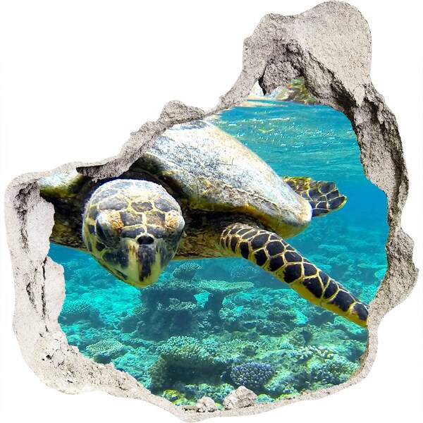 Hole in the wall sticker Sea Turtle in an Underwater Paradise