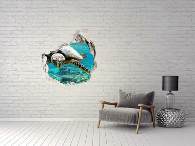 Hole in the wall sticker Sea Turtle in an Underwater Paradise