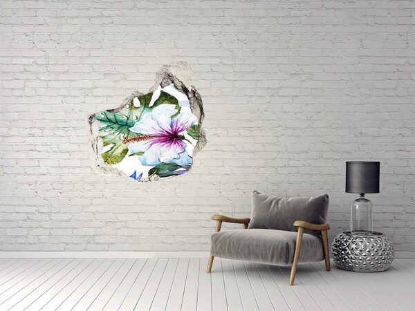 3D wall hole wallpaper Floral Oasis in Concrete