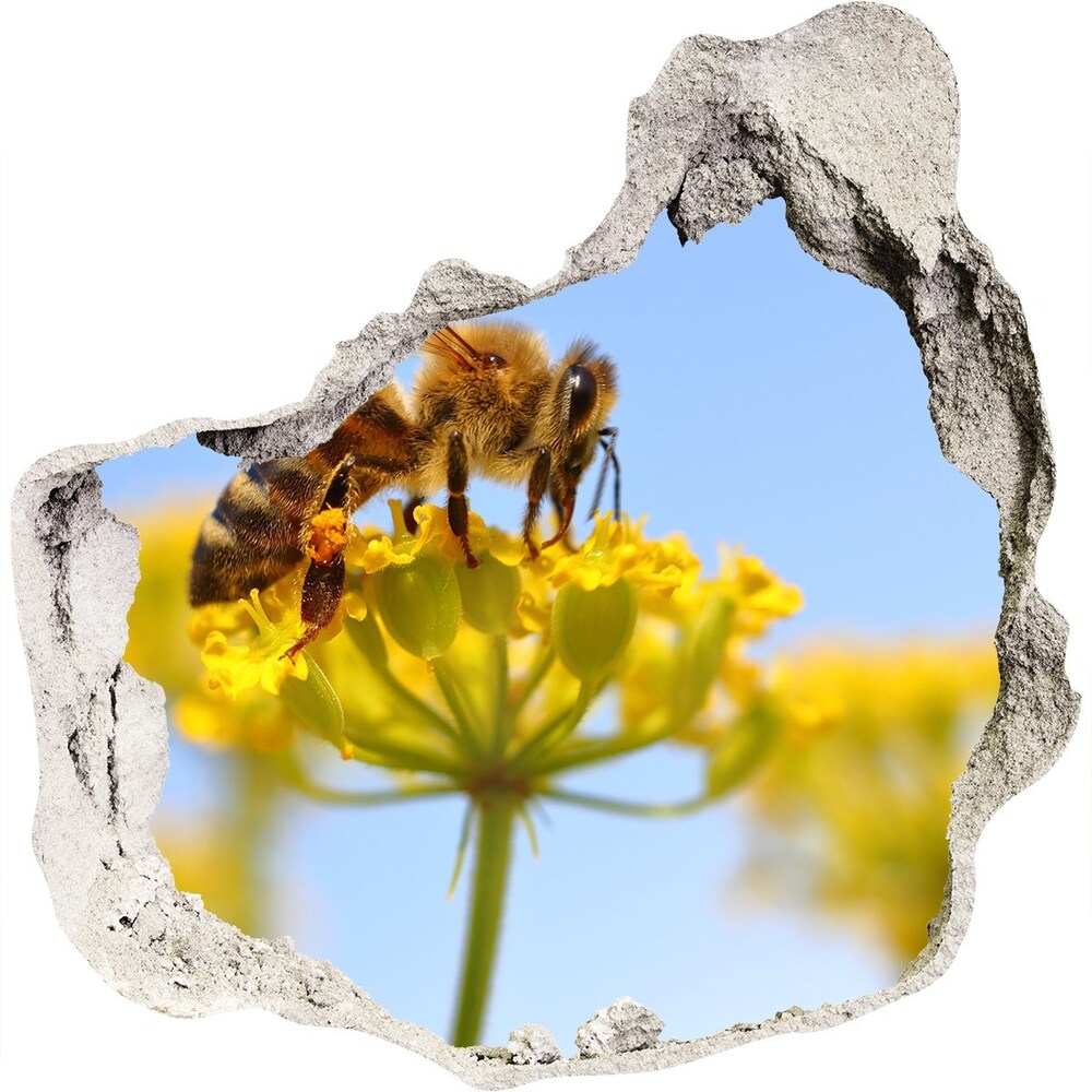 Hole in the wall sticker Bee on a flower