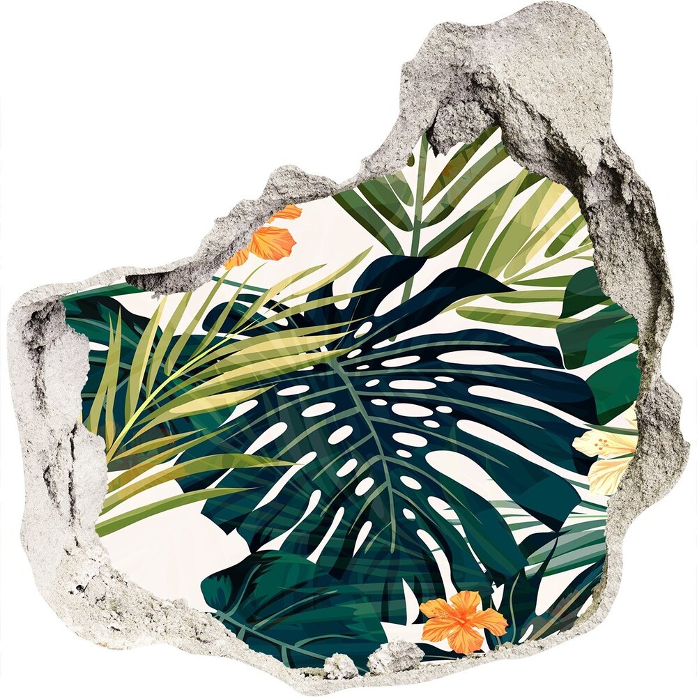 Hole in the wall decal Tropical leaves