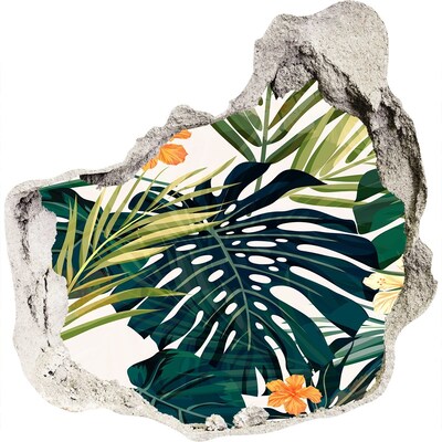 Hole in the wall decal Tropical leaves