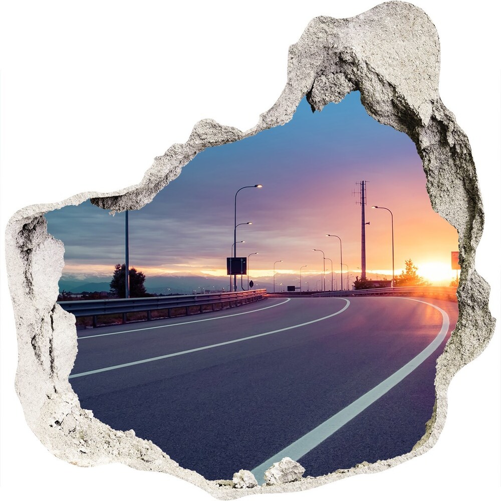 Hole wall sticker highway