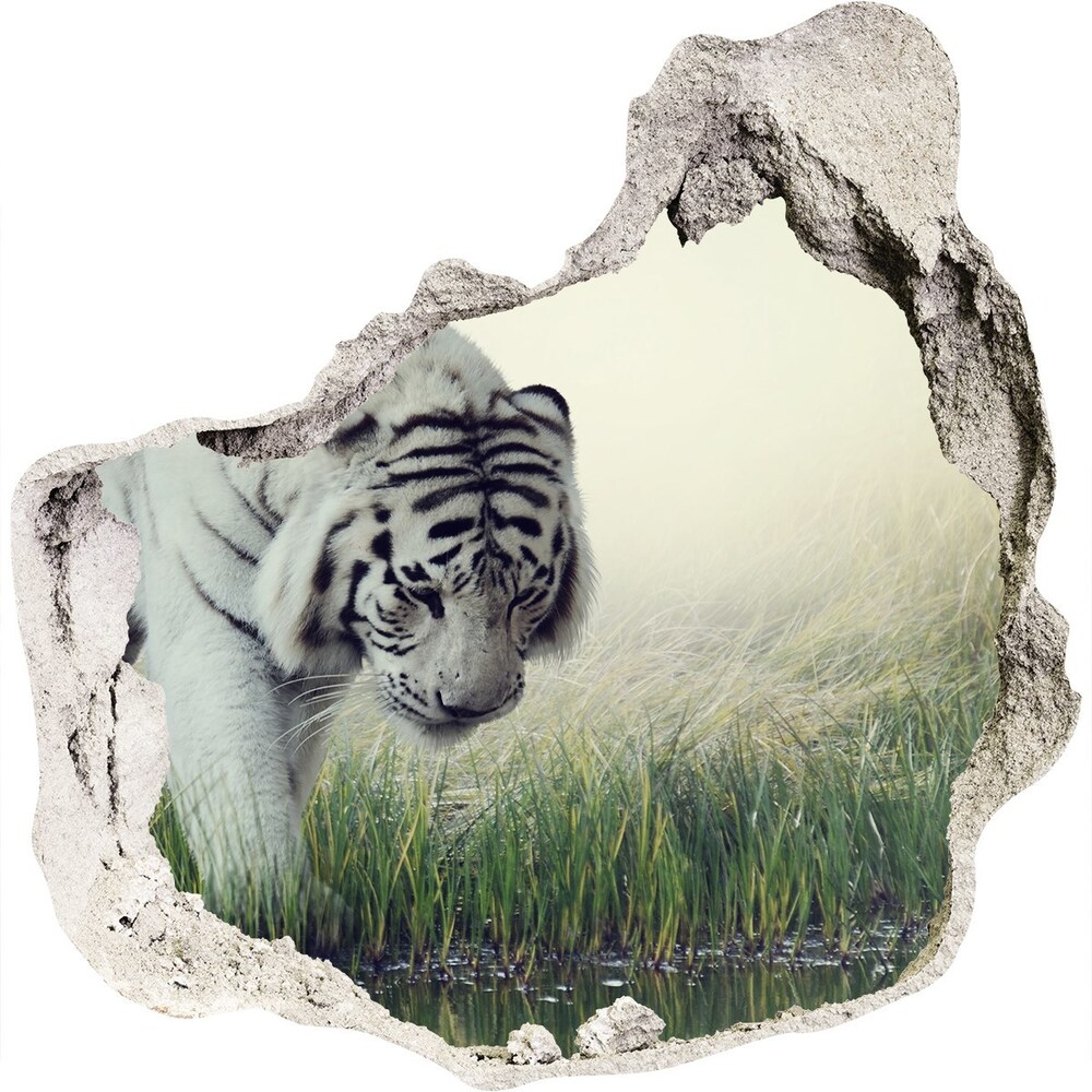 Hole in the wall sticker White Tiger