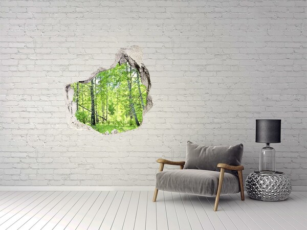 3D wall hole Birch forest