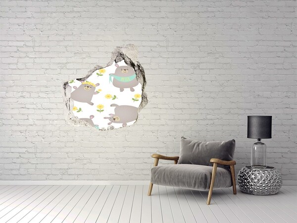 3D wall hole Misie Illustration