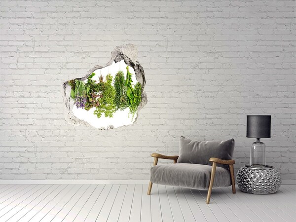 Hole wall sticker Green oasis with herbs