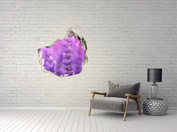 3D wall hole Lavender flowers in the morning light