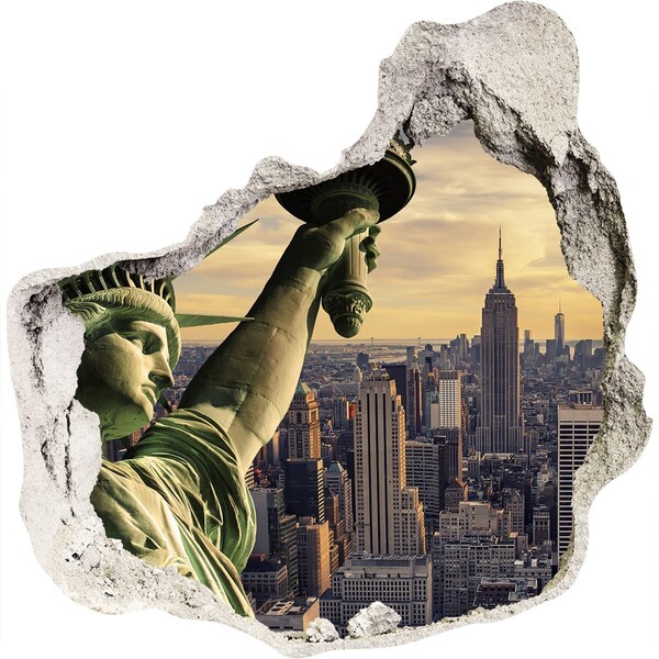 Hole wall sticker statue of Liberty