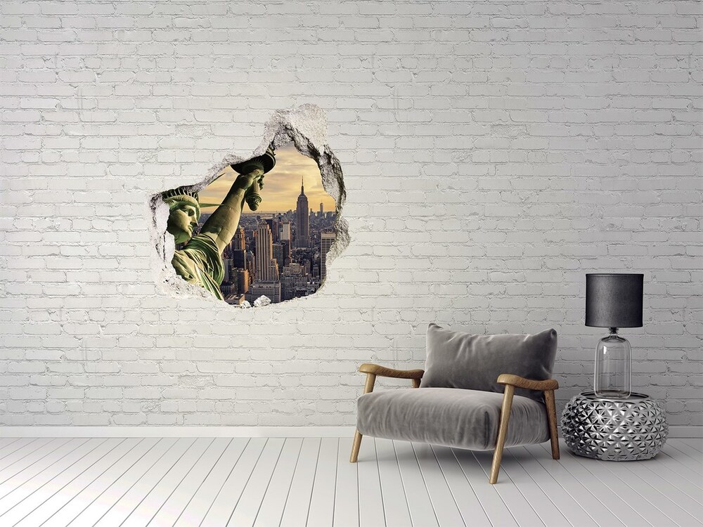 Hole wall sticker statue of Liberty