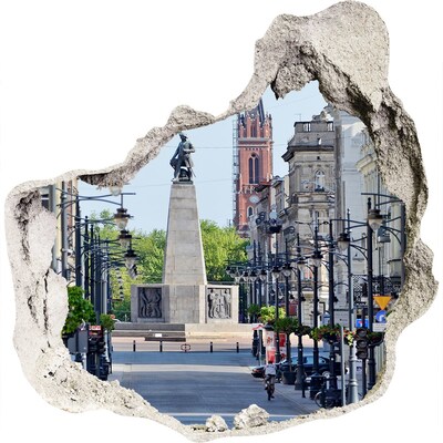 Hole wall sticker Street with a monument