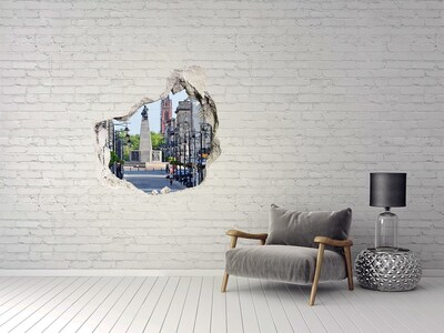 Hole wall sticker Street with a monument