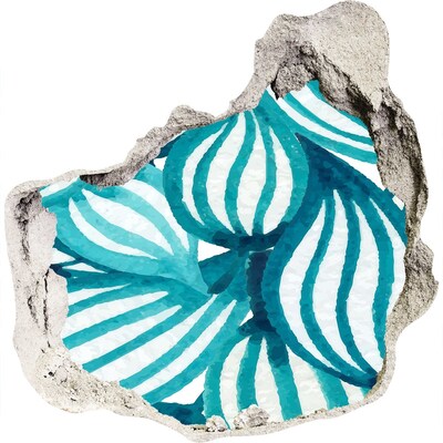 3D wall hole wallpaper Tropical leaves in a hole in the wall