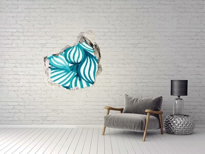 3D wall hole wallpaper Tropical leaves in a hole in the wall