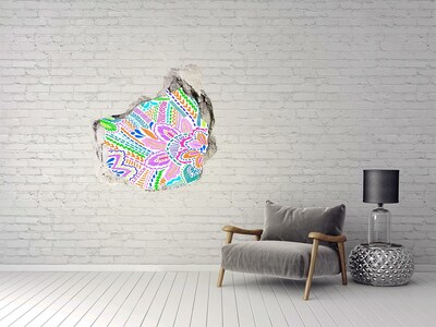 Hole wall sticker Floral pattern in rainbow colors