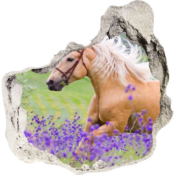 Hole wall sticker A horse in a lavender field