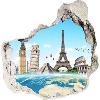Hole in the wall sticker Great monuments of the world