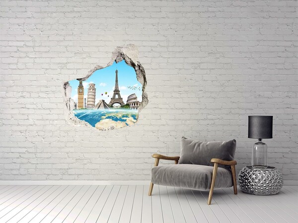Hole in the wall sticker Great monuments of the world