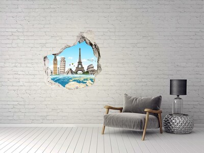 Hole in the wall sticker Great monuments of the world