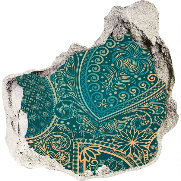 Hole wall sticker Green boho pattern