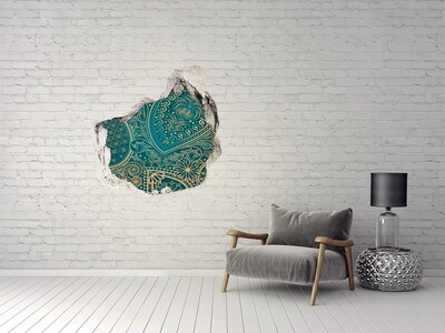 Hole wall sticker Green boho pattern
