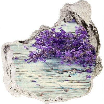 Hole wall sticker Lavender flowers on a wooden background