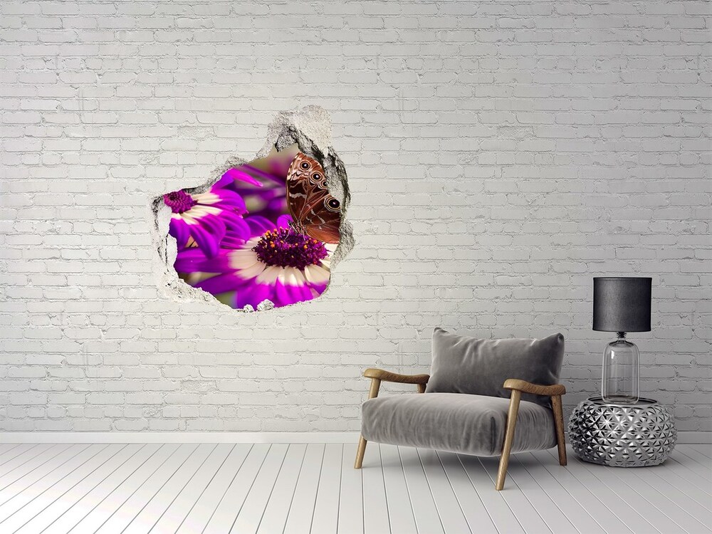 Hole wall sticker Flower butterfly