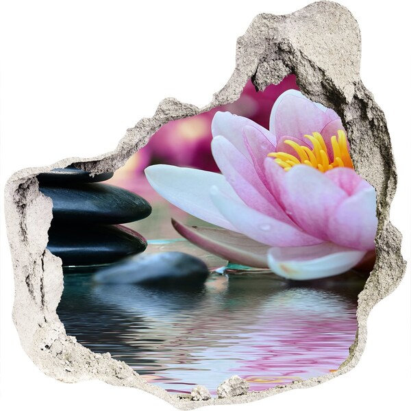 Hole in the wall decal Flowers and stones in a zen garden