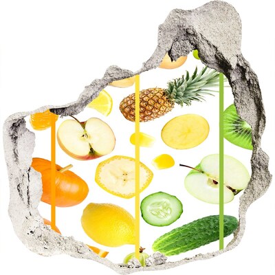 Hole in the wall decal Fresh fruit in concrete