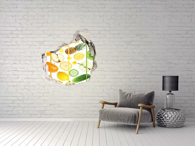 Hole in the wall decal Fresh fruit in concrete