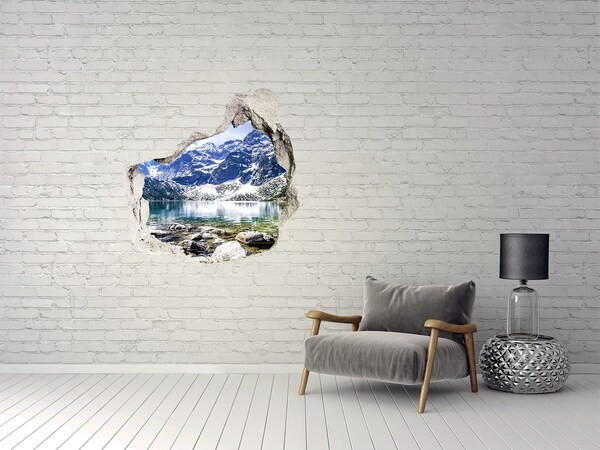 Hole in the wall sticker Mountain landscape with a lake