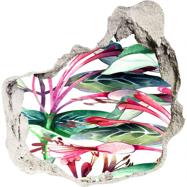 Hole in the wall decal Flower garden behind the wall