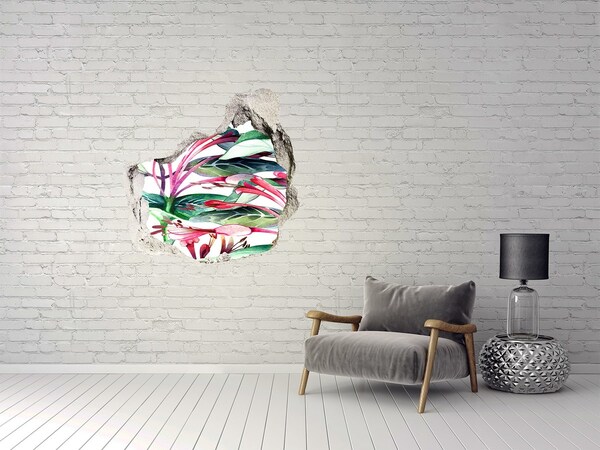 Hole in the wall decal Flower garden behind the wall