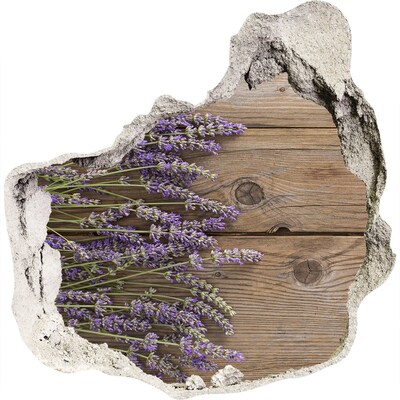 Hole in the wall sticker Lavender flowers in a wooden box