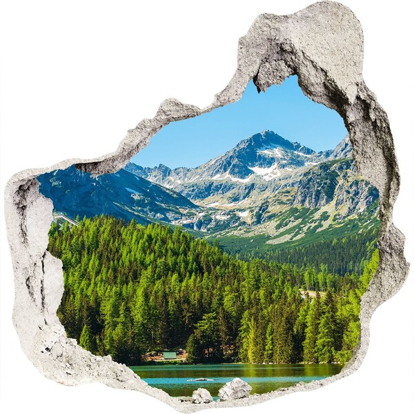 Hole in the wall decal Lake in the mountains